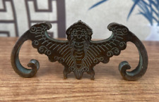 Statua in bronzo cinese Benedizione figura di pipistrello ornamento da collezione Netsuke
