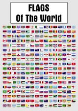 Elenco Bandiere e Nomi Paese Poster Insegna Avviso Scuola Educativa Apprendimento