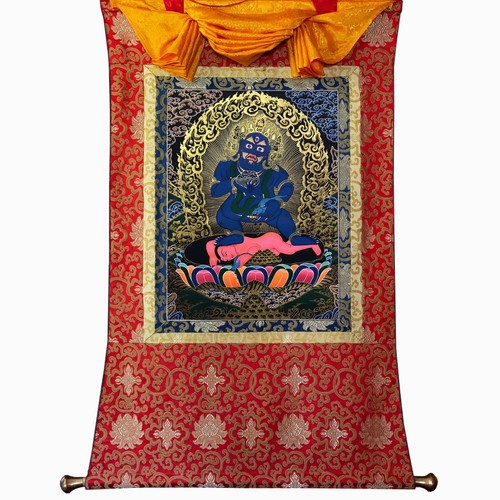 Zambala thangka nero montato - thangka,