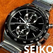 Orologio elegante da uomo SEIKO SOLAR cronografo con lunetta nera testato