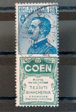 Francobolli Regno 1924 - Lotto Regno Francobollo Pubblicitari 25 Centesimi Coen