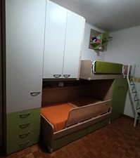 cameretta bambini 2 letti, ottimo stato, bicolore verde e rovere sbiancato