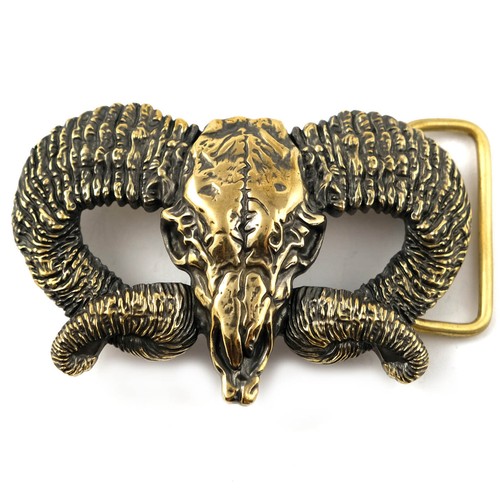 Fibbia ottone ram skull - ram,