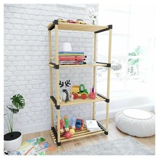 Scaffale Multiuso In Legno Di Pino 2in1 Modulare Mensola Con 4 Ripiani 92x49x28 