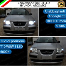 CONVERSIONE FARI FULL LED HYUNDAI ATOS 18000 LUMEN 6000K BIANCO GHIACCIO