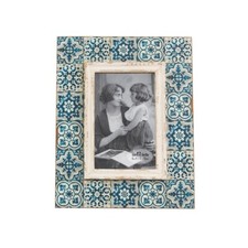 Cornice fotografica vintage mosaico blu mediterraneo Sass & Belle 4"" x 6"" shabby chic 