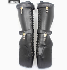 Stivali da ballo al ginocchio tacco alto 18 cm stringati bloccabili festa zeppa stivaletto senza tacco