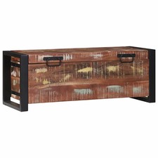 Cassapanca Portaoggetti in Legno Massello di Mango, Marrone, 80x30x30 cm, Elegante Organizer da Interno