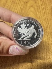 MONETA SAN MARINO 500 LIRE 1988 OLIMPIADE INVERNALE CALGARY ARGENTO PROOF SM