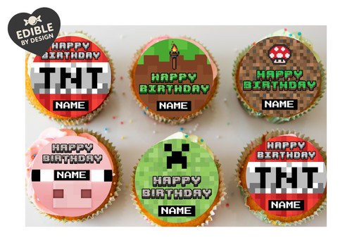 Pixel gamer cake toppers - gamer,
