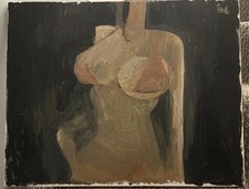 Quadro olio interno boudoir cubismo francese originale firmato donna tela 16x20