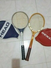 Racchette da Tennis Vintage Head in metallo e Dunlop Maxply  in legno.