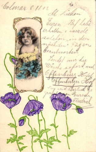 Mädchen blumen prägekarte - mädchen,,