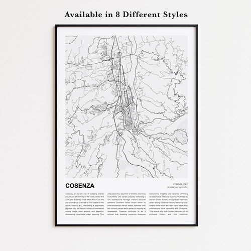 Stampa mappa città - città, cosenza