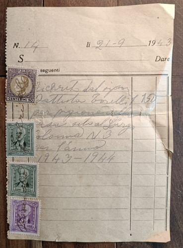 1943 foggia ricevuta - foggia,