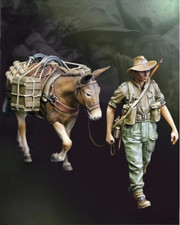 Modellino kit resina 1/35 seconda guerra mondiale forze speciali britanniche con mulo non assemblato non verniciato