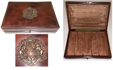 VECCHIA SCATOLA PORTASIGARI PROVEDIENTAE MEMOR IN PELLE CON INTERNO IN SETA