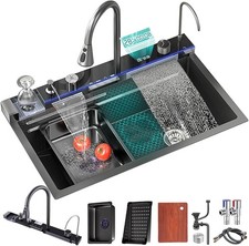 Lavello con funzioni digitali , colore grigio