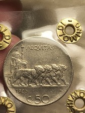 50 CENTESIMI 1925 LEONI RIGATO REGNO D'ITALIA VITTORIO EMANUELE III Periziato