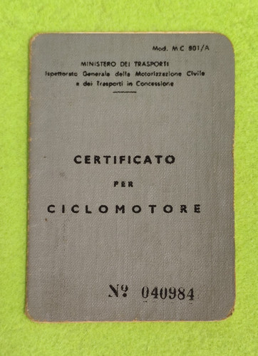 Libretto originale certificato - libretto,