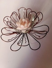 NINFEA PORTACANDELA METALLO E VETRO SOFFIATO ø 22 cm ca.