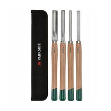 PARKSIDE set scalpelli legno 4 pz 38cm acciaio e manico faggio con valigetta