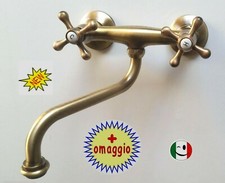 GRUPPO RUBINETTO LAVELLO A MURO CANNA A " S " DA 17/20/30 CM.  BRONZATO - BRONZO