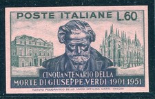 Test macchina Verdi Lire 60 su carta rosa non seghettata