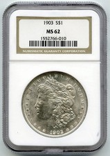 1903 Morgan Argento Dollaro NGC MS62 Certificato - Philadelphia Mint - P587