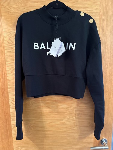 Felpa balmain cropped logo - felpa,