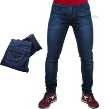 Jeans Uomo Imbottito Elasticizzato Stretto Sotto Slim Fit Invernale Termico Cald