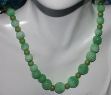 Collana inglese anni 40 vetro di Murano verde vorticoso perline tonde oro 9 carati 2c 7