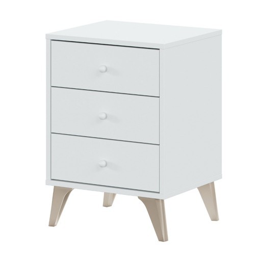 Comodino bianco cassetti - 3,