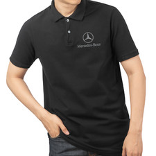 Polo Nera Mercedes RICAMATA Abbigliamento Automotive T shirt Automobili Tuning