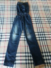 Tuta jeans con top senza bretelle, taglia S