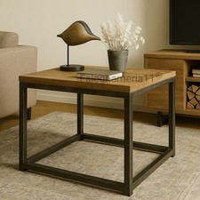 Tavolino Basso da Salotto in Vero Legno  e Ferro – Stile Industriale Artigianale