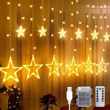 CNMTCCO Luci natalizie per interni, 12 luci a forma di stella, 2,5 m x 1 m luci