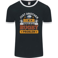 T-Shirt Ringer Uomo Beer Drinker Con Problema Di Rugby FotL