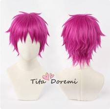 Parrucca cosplay Halloween parrucca Saiki Kusuo rosa anime moda festa capelli