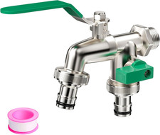 Rubinetto Da Giardino 1/2'' Pollice, Con Due Uscite Da Valvola a Sfera Da 3/4 