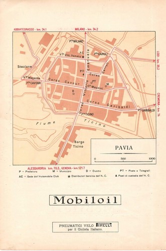 Carta geografica antica - , pavia