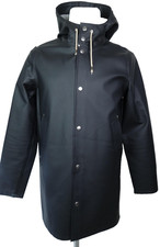 Stutterheim Giacca Impermeabile Uomo XXS Nero con Cappuccio Gommato Impermeabile Svezia
