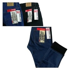 Jeans IMBOTTITO uomo taglie forti pantalone foderato  nero blu denim caldo