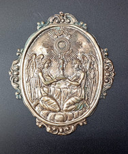 PLACCA CONFRATERNITA DEL SANTISSIMO SACRAMENTO EUCARISTIA RAME ARGENTATO