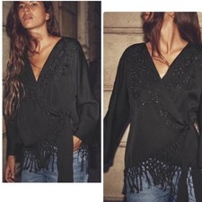 Top kimono Zara nero con