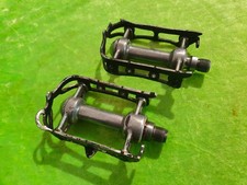 Pedali piuma vintage olimpici spagnoli neri filettatura francese 14x1,25 bici retrò