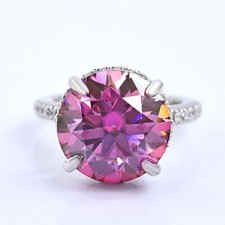 Fede Nuziale Certificata 4,5ct Naturale VVS1 Diamante Rosa Gioielli Argento 925