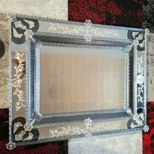 Specchio vintage veneziano in vetro di Murano 90x72 cm. Specchio da parete arte vetro decorazione parete 