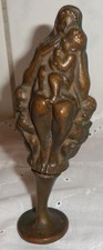 Scultura in bronzo, Madre con figli, Georg Wrba (1872-1939) 1925 circa firmata 15 cm