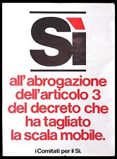 1980ca * Manifesto, Poster Politica "PCI - Abrogazione Articolo 3 - Scala Mobile